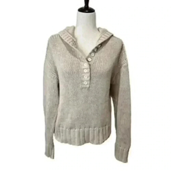 Soft Surroundings Long Sleeve Knit Hoodie Button Front Sweater Women's Sz Small - Picture 1 of 11